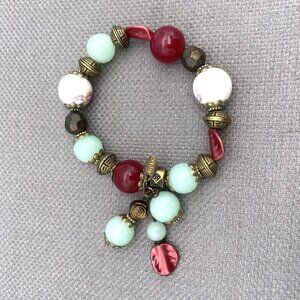 Vintage Lbvyr Multicolor Faux Beaded Charm Stretch Bracelet